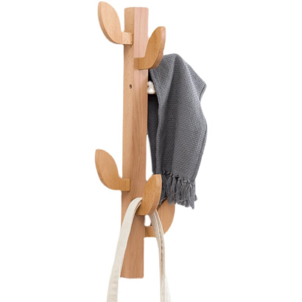 ZHOUXIAO Solid Wood Vertical Coat Rack Wall Mount,Branch Shape Coat Hooks Hanger Yellow