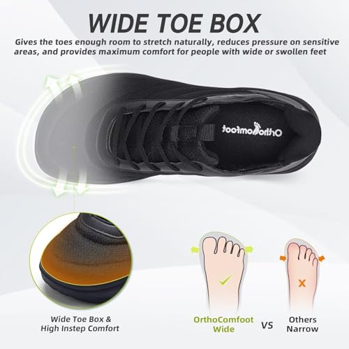 Men's Orthopedic Diabetic Wide Running Shoes: Comfortable Arch Support Plantar Fasciitis Sports Shoes for Easy On/Off, High Arch Orthotic Swollen Tennis Fashion Sneakers for Foot and Heel Pain Relief2