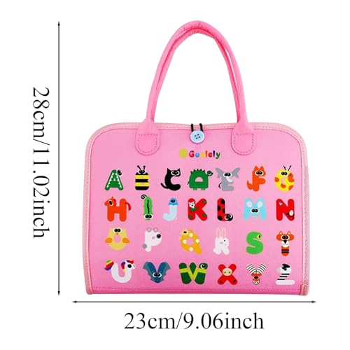Générique Felt Activity Book, Kids Sensory Toy, Fine Motor Skill Builder, Preschool Life Skills Game for Children Boys Girls Home Road Trip Entertainment, 11.02x9.06x1.18 inches, Pink, 260g – Image 3