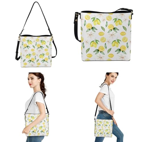 2 Piece Womens Messenger Bag Crossbody Bucket Tote Bag Matching Leather Car Key Holder Case4