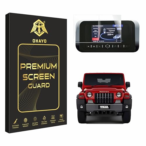 Image of OHAYO Military Strength Screen Protector for Mahindra Thar LX Infotainment Display | Non-Glass & Non-Tempered Protective Film | 9H Hardness, Scratch Resistant, Edge-to-Edge Coverage, Bubble-Free Installation, Ultra HD Clear Finish with Installation Kit | Compatible with Mahindra Thar LX