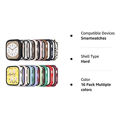 Commuter [16 Pack] For Apple Watch Series 8 ＆ Apple Watch Series 7 Screen Protector 41Mm, (2022 New) Hard Pc Ultra-Thin Protective Face Cover Built-In Tempered Glass Film For Apple Watch 8/7 41Mm #TOP7