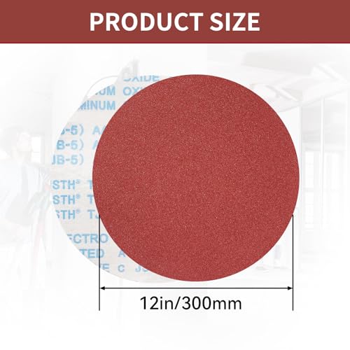 SenmaiTools 18 Stück Schleifpapier 300mm PSA Selbstklebende schleifscheiben Aluminiumoxid Kein Loch Schleifpads Set 3 x 40/80/120/180/240/320 Körnung für Holz Stein Metall und Farbe