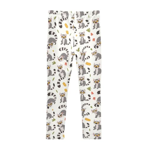 Wusikd Cute Lemur Print Girls' Leggings Toddler Doodles Kids Yoga Pants Dance Active Tights 4T2