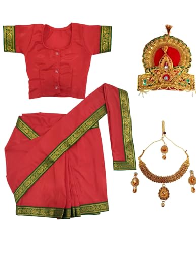 Image of BookMyCostume Rani Sita Girls and Women Fancy Dress Costume | Ramlila Dussehra Ramayana Mythology 6-7 years