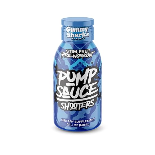 Image of Pump Sauce Pre-Workout Shooters - 2 oz Bottles, 12 Pack, Sour Gummy Worms and Clappin Peach Punch, No Caffeine, Full Spectrum Liquid, Gluten Free, Vegan, Zero Sugar