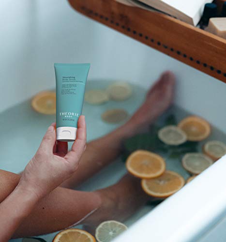 THEORIE-Nourishing-and-Exfoliating-Body-Scrub-Made-with-Marula-Argan-Coconut-Oil-Shea-Butter-Vitamin-E-Amber-Rose-Fragrance-Eco-Friendly-Pumice-Vegan-Gluten-Free-Cruelty-Free-200mL-Tube Theorie Nourishing and Exfoliating Body Scrub - Made with Marula, Argan, Coconut Oil, Shea Butter & Vitamin E, Amber Rose Fragrance. Eco-Friendly Pumice, Vegan, Gluten Free, Cruelty Free 200mL Tube