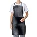 Zhouba - Grembiule lungo a righe a quadretti, da uomo, donna, con tasca, per catering, chef e cameriere, colore: nero