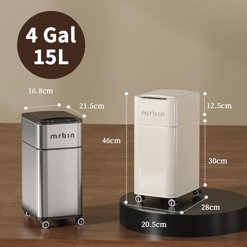 Caneca de basura rectangular para baño con sensor y ruedas miniatura 6