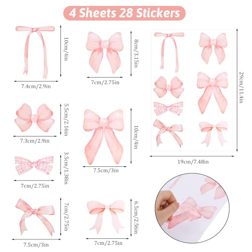 28 Pegatinas de lazo para pared, decorativo, removible miniatura 3