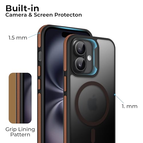 Image of A rtistque Compatible with Safe Frosted Ultra Matte Back Cover Case for iPhone 16 | Smooth Sides with Grip | Stylish Protective Design | Raised Camera Edges | Back Cover - Brown