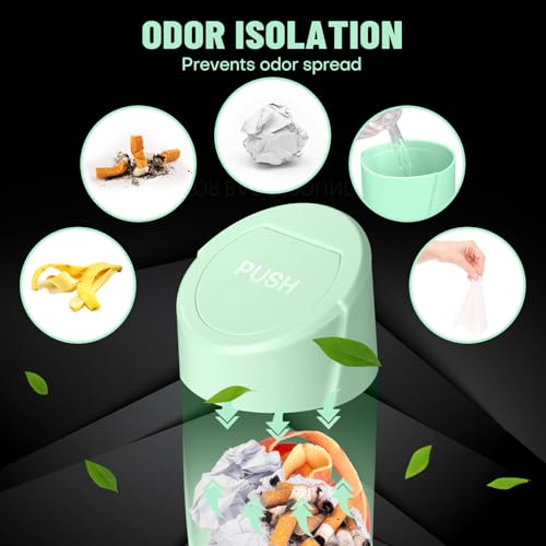 Image of Car Trash Can Bin with Lid - 2 Packs Car Garbage Can Cup Holder - Green Mini Leakproof Vehicle Trash Garbage Can Bin with 40pcs Trash Bags-Car Organizers and Storage for Front Back Seat Accessories