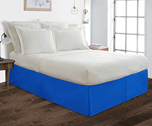 Box Pleated Bedskirt - Split Corner Bedskirt Olympic Queen Size - Dust Ruffle Bedskirts - 100% Egyptian Cotton 800 Tc Bed Skirt - 14 Inch Drop Olympic Queen Box Pleated Bed Skirt, Royal Blue #TOP1