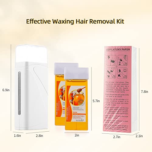 Upgraded Roll On Waxing Kit, Liarty Hair Removal Roll On Wax Warmer With 2 Honey Wax Cartridge Depilatory Wax Roller Refill For Legs, Arms And Underarm (White) #TOP6