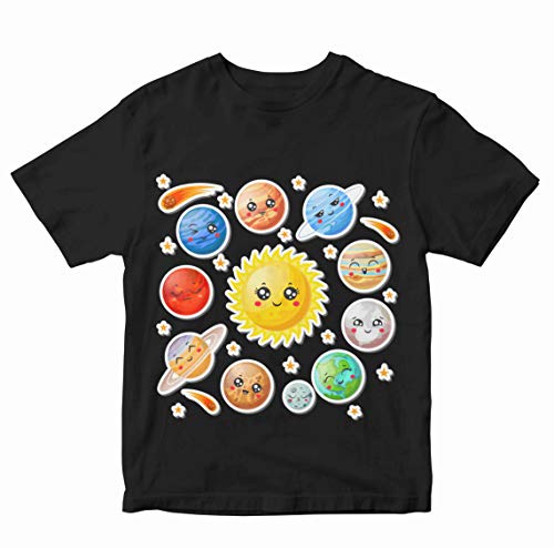 Image of Boys' Regular Fit T-Shirt Kawaii Solar System 100% Cotton Boy's Girl's Unisex Fit T-Shirt
