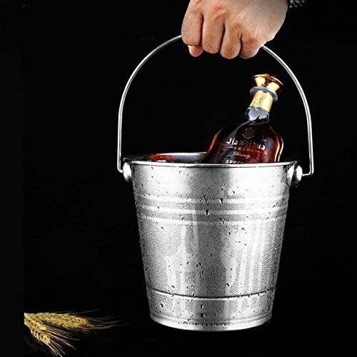 Cubitera, Enfriador de Botellas de Vino Cubitera de Hielo de Acero Inoxidable Enfriador de Hielo portátil con Mango Contenedor de Cubitos de Hielo for Vino Champán Cerveza Party Bar Herramientas (Colo