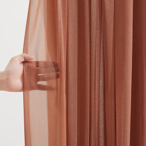 Image of Terracotta Wedding Arch Draping Fabric 2 Panels 30'' x 20FT Terracotta Drapes Sheer Fabric Backdrop Arch Draping Fabrics for Wedding Ceremony Birthday Party Bridal Shower Decoration