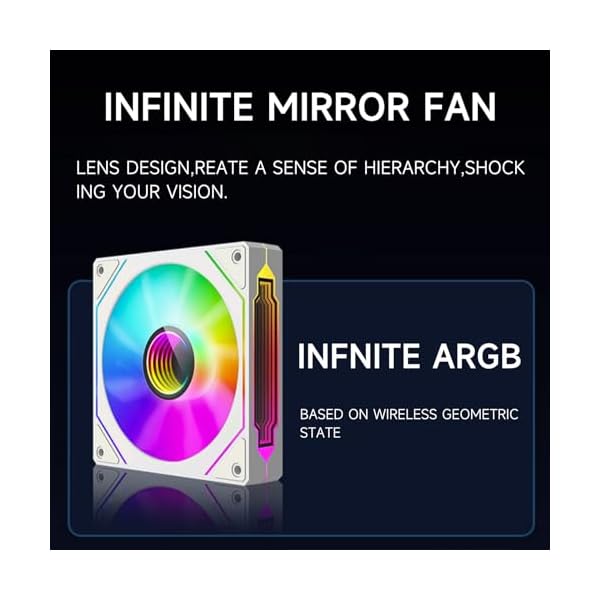TZMRIT Prism 4 Pro Reverse Flow RGB Fan 120mm Black,120mm ARGB Fan,5V 3PIN ARGB Fan,4PIN Mirror PWM Fan - Image 6
