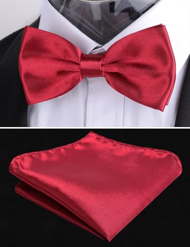 Image of Alizeal Mens Multicolored Silk Solid Cummerbund Bow Tie Set | with Cummerbund Pocket Square Pre-tied Adjustable for Mens Gift