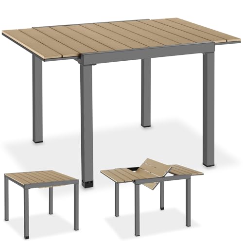 tectake® Table de Jardin 80–120 x 80 x 74 cm, Table a Manger extérieure Extensible en...