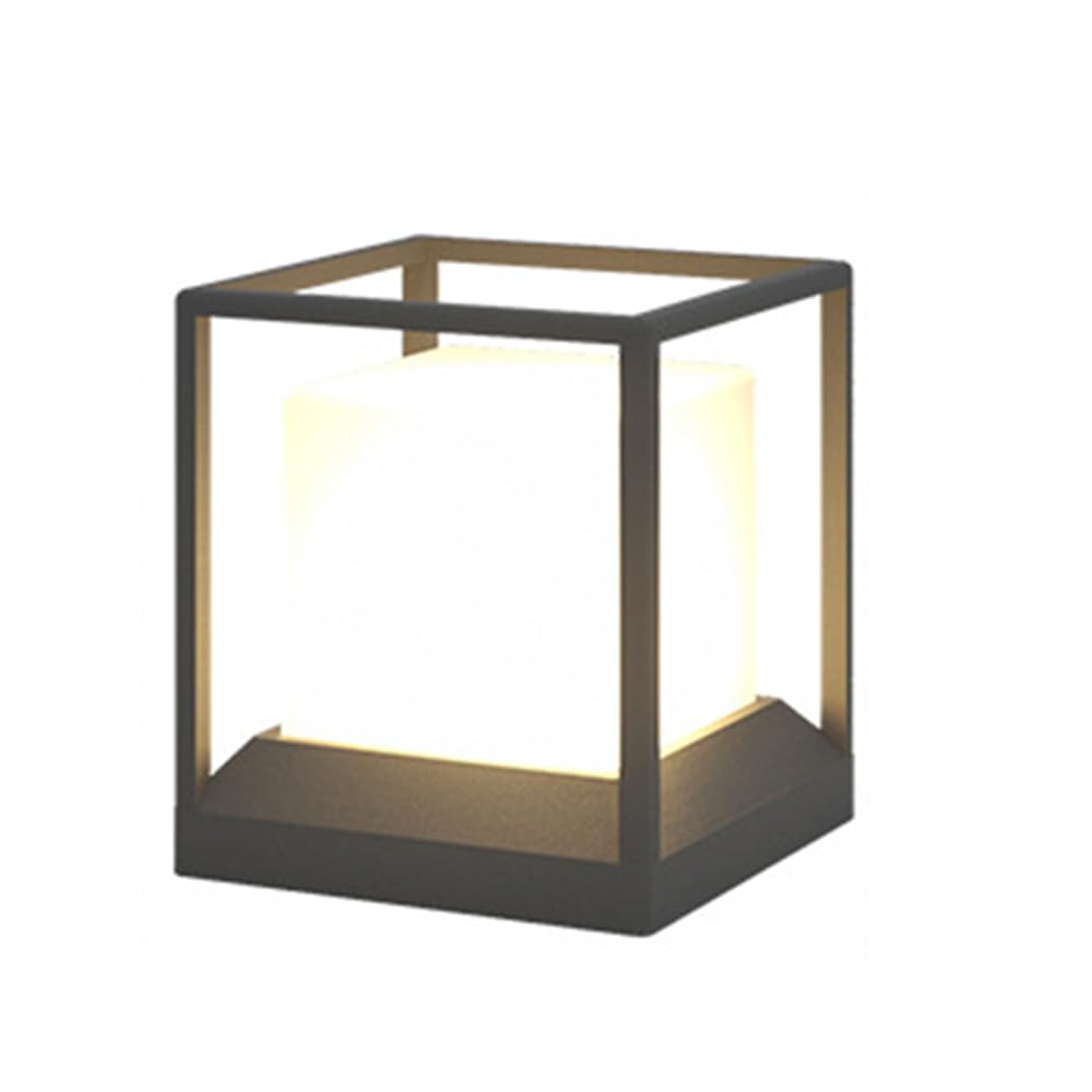 HCIPJQY Outdoor Walkway Post Light Fixture Anti-Rust Metal Acrylic Lantern Lighting Fixture Contemporary Industrial Pillar Light Fixture Column Lamp for Patio House Yard Pathway