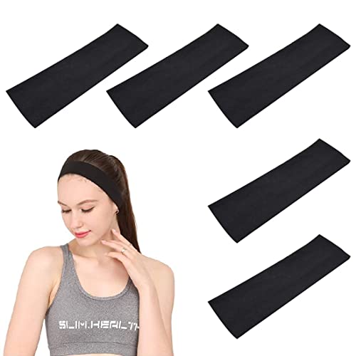 CUHZA 5 Stück Sport Stirnbänder, Schweißbänder Haarband, rutschfeste Haarband Sportliche Stirnband, Feuchtigkeit Wicking Schweißband für Jogging Yoga Radfahren Fitness für Damen Herren