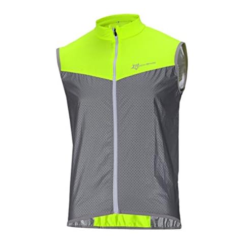 ROCKBROS Sleeveless Reflective Running Gilet MTB Windproof Fluorescent Cycling Gilet Water Resistant Biking Vest Lightweight Jacket Suitable for Motorbikes, Horse Riding, Fishing Cover