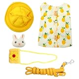 GRADENEVE Verstellbares Kaninchen Geschirr mit Süßer Mütze und Beutel Atmungsaktiv aus Leichtem...