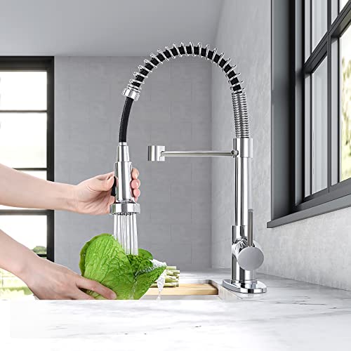 Kitchen Sink Faucet, Pull Down Kitchen Faucet,Chrome Kitchen Faucet With Sprayer Stainless Steel Single Handle #TOP2