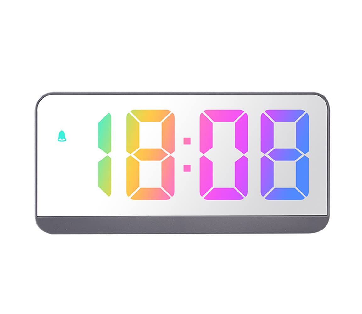 LancoonElectronic Alarm Clock, Dazzling LED Big Screen with Standing and Hanging Unique Design Temperature Date Time Plug in Easy to Use for Bedroom Living Room