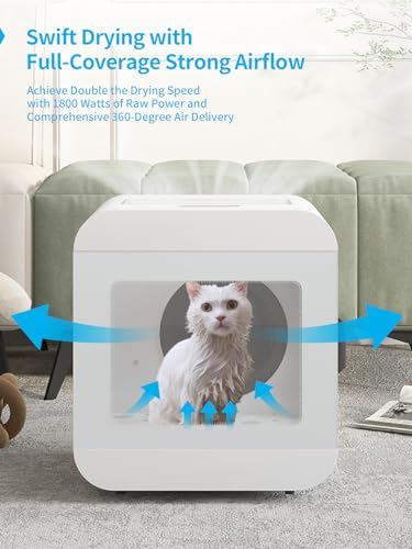 Automatic Pet Dryer Box for Cats and Puppy, 70L Ultra Quiet Dog Hair Dryer Smart Time/Wind Speed Control Cat Dryer, 360 Drying