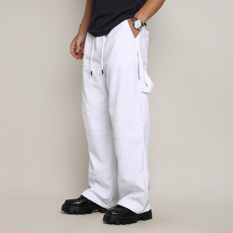 Image of CAHOOT Men's Cargo Trousers for Casual Wear | Mid-Rise | Relaxed Fit | Button Closure | Cargo Pants Crafted with Comfort Fit for Everyday Wear