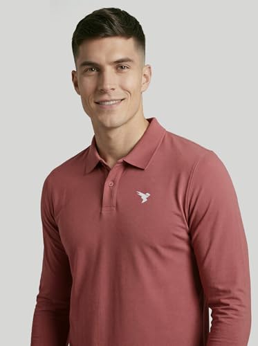 Image of TECHNOSPORT Men's Solid Full Sleeve Polo T-Shirt MATPIQ Quick Dry Slim Fit Sports Tee for Travel Casual Smart Wear UPF50+ Anti Odour