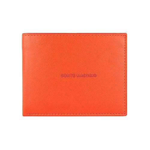 Conte Massimo Cartera de Hombre de Piel Auténtica, Hecha a Mano, con Protección RFID y Caja de Regalo