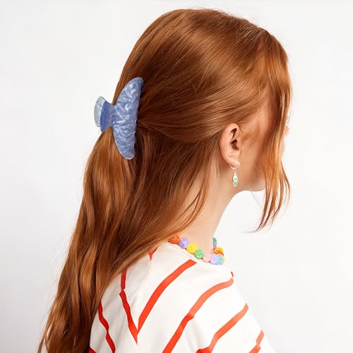 Image of CWJCYTNSN 2 PCS Blue Hair Claw Clips for Women Non-slip Claw Clips Strong Hold Large Hair Clips for Thick Thin Hair Elegant Hair Accessory for Girls