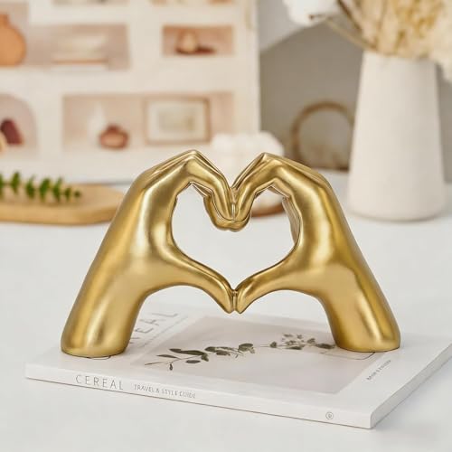 Estatua de Manos en Forma de Corazón Dorado Grande miniatura 3