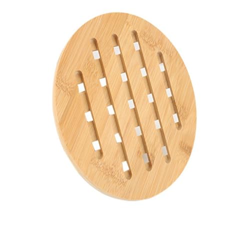 REVGOZU Natural Bamboo Ceramic Pot Tray Heat Bowls Insulation pad, Durable Anti-Hot Insulation pad for Hot Dishes, Bowl, Teapot, Hot Pot Holders Tray Soup Bowl Tray Table mat (Round, 7.87x7.87x0.39)