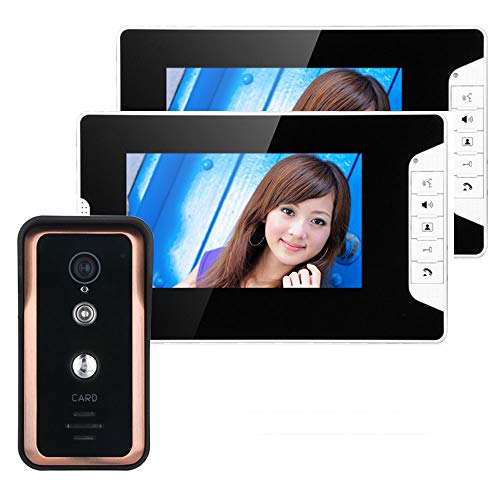 2 Monitor 7-Zoll-Farb-Video-Intercom-Türsprechanlage Mit RFID-Kartenleser HD-Türklingel 1000TVL IR-Cut-Kamera