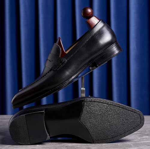 Santimon Men's Loafers & Slip-Ons Wedding Dress Genuine Leather Prom Formal Mocasines Business Casual Penny Loafers Comfortable Tuxedo Shoes for Men3