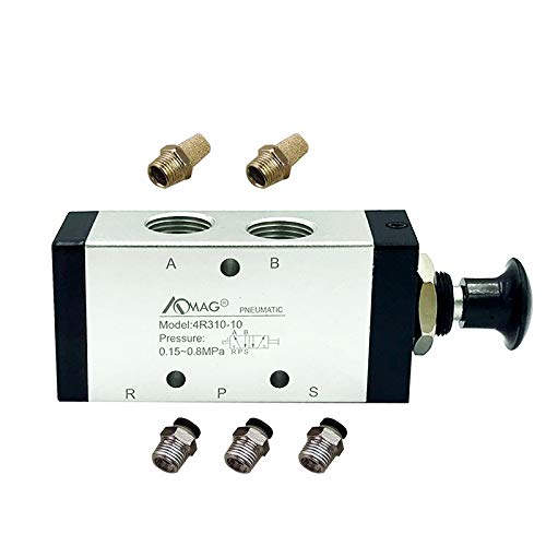 AOMAG Pneumatic 1 4 PT 5 Way 2 Postion Air Hand Lever Operated Valve Pneumatic Solenoid Valve Manual Control Push-Pull 4R210-08
