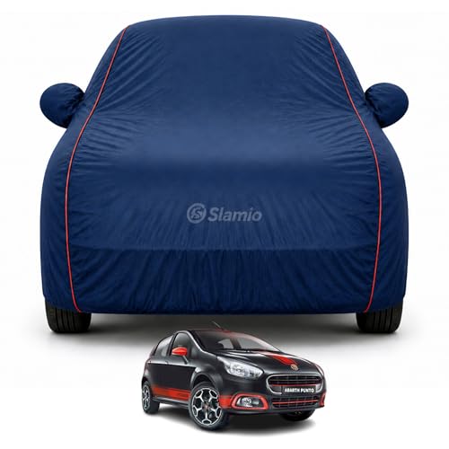 Image of Car Cover for Fiat Abarth Punto | 100% Waterproof Heavy-Duty 3-Layer Car Body Cover | All-Weather Rain, UV, Sun & Dust Protection | Custom Fit | Mirror & Antenna Pockets | Navy Blue