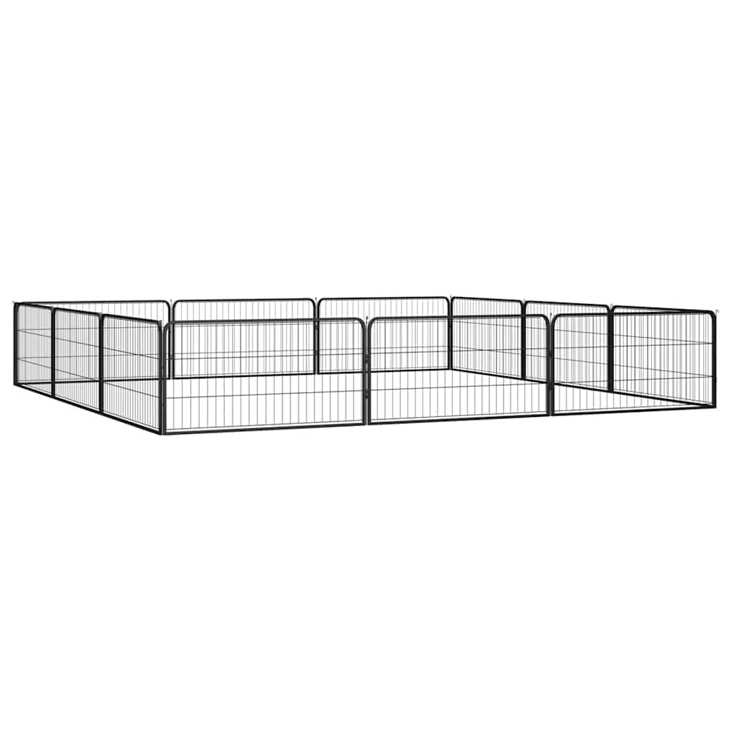 12-TLG. Hundelaufstall Schwarz 100x50cm Stahl Pulverbeschichtet