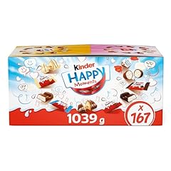 Idea Regalo - Kinder Happy Moments - 167 Cioccolatini Assortiti Kinder, Mix di Snack Dolci in Formato Mini, Ideali da Condividere a Feste e Compleanni, Maxi Confezione da 1039 gr