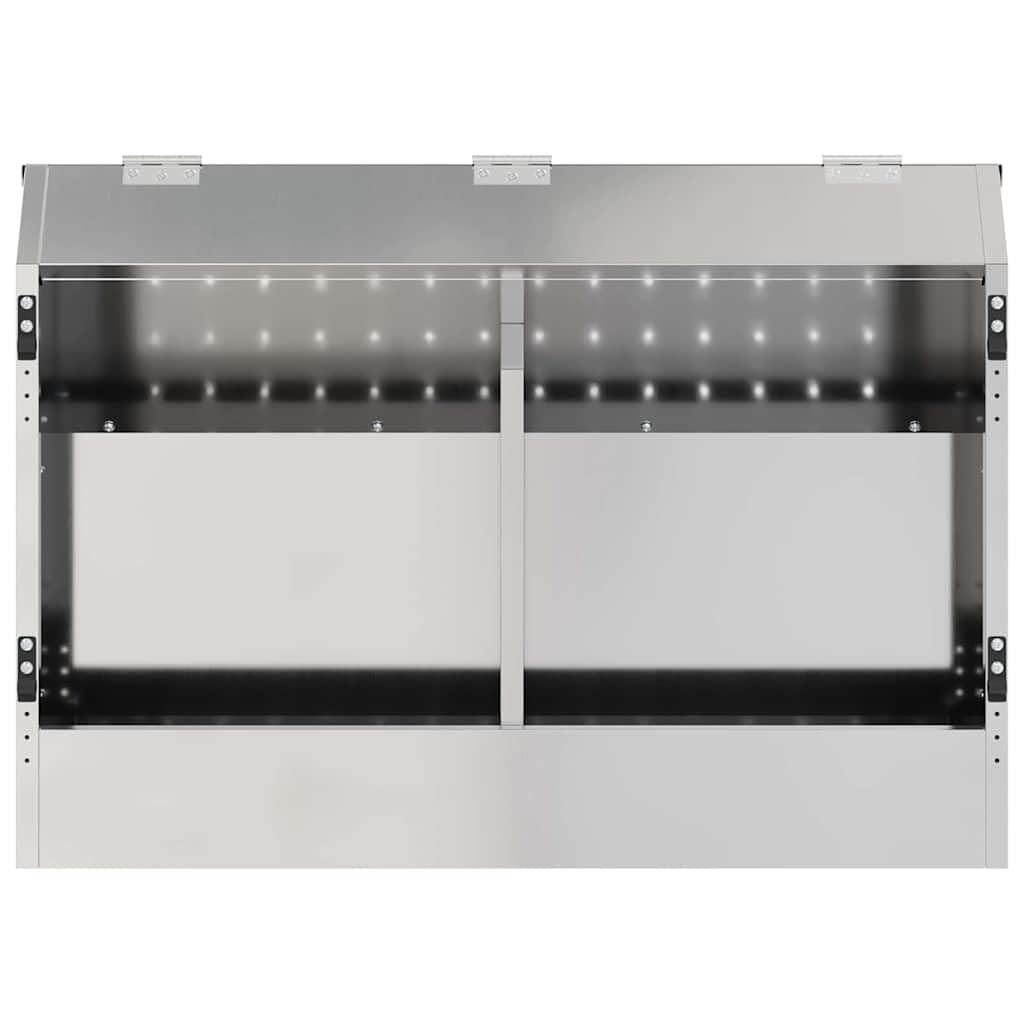 Futterautomat für Kaninchen aus verzinktem Stahl – Futterspender und Heuraufe für Kleintiere, robuste Futterstation für drinnen und draußen, 64,5 x 25,5 x 45,5 cm, Silber