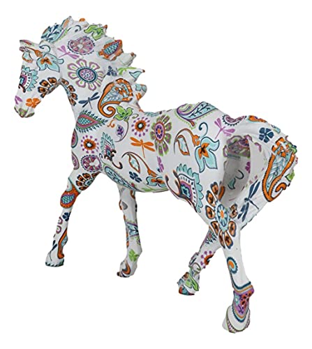 Estatua de caballo blanco con diseño Paisley multicolor 7.5 in miniatura 6