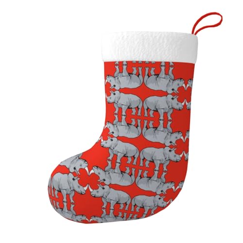 OTTKGGA Calcetines decorativos de Navidad con diseño de rinoceronte animal, suaves, no se decoloran, fiestas y festivales, Negro, Altoa única