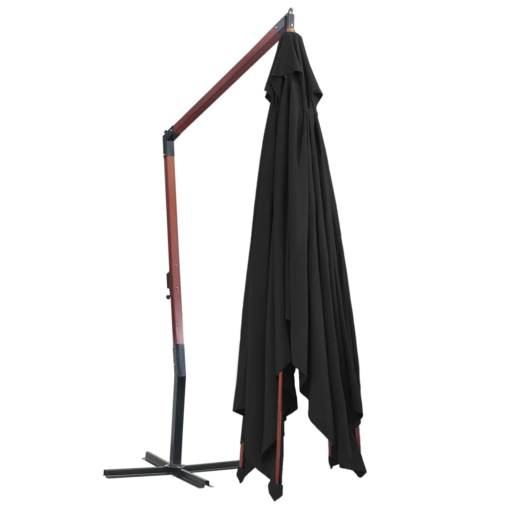 Wiszący parasol ogrodowy, parasol przeciwsłoneczny, baldachim do ogrodu, na zewnątrz, na patio, z drewnianym słupkiem, 400x300 cm, czarny