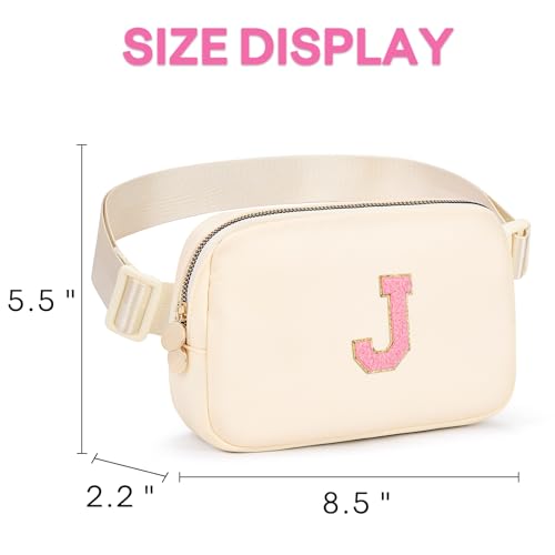 Image of mibasies Initial Fanny Pack for Girls, Birthday Gifts for 4 5 6 7 8 9 10 11 12 13 Teen Girl - Cute Personalized Trend Stuff - Cream J