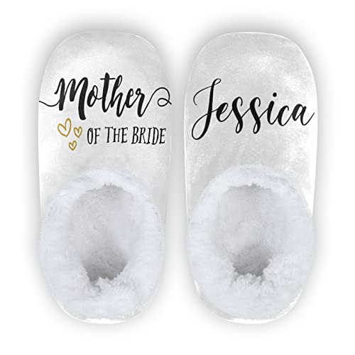 DOMIKING Bride Custom Wedding Bride Slippers Bridesmaid Personalized Bridal Warm Slippers for Bed Bedroom Indoor Guest M