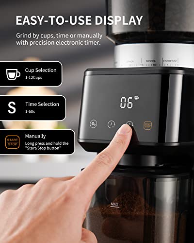 SHARDOR-Conical-Burr-Coffee-Grinder-for-Espresso-with-Precision-Timer-Touchscreen-Adjustable-Electric-Burr-Mill-with-51-Precise-Settings-for-Home-Use-Anti-static-Brushed-Stainless-Steel